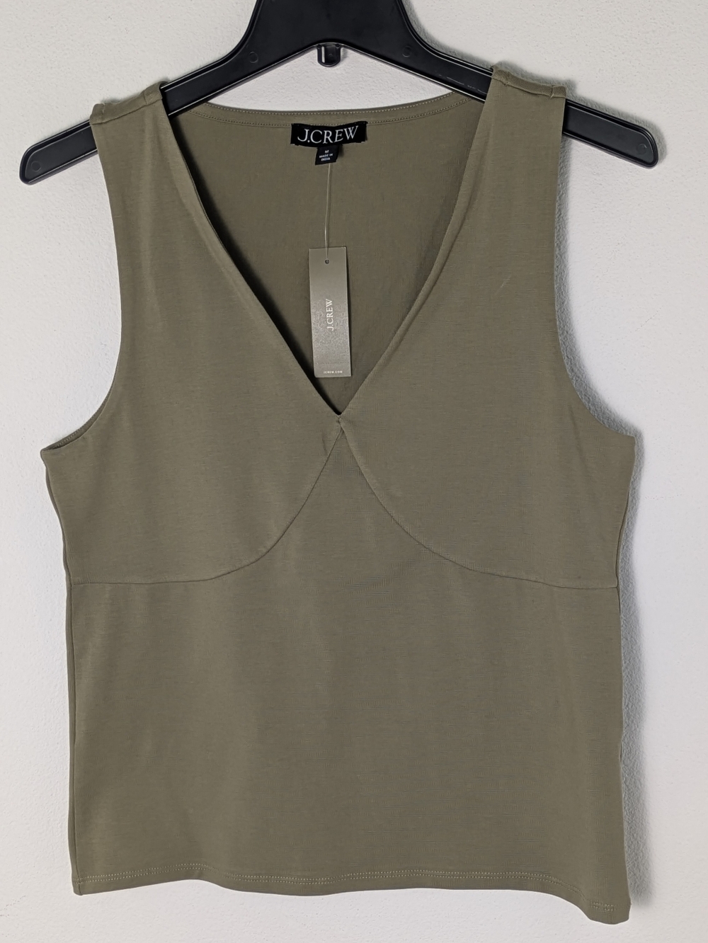 J.Crew Stretch V Neck Tank Top Womens M Khaki Classic Preppy Career Capsule NWT